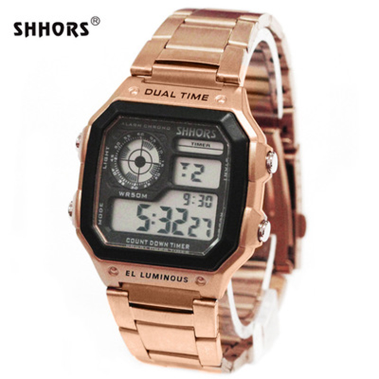 Shhors 0300B Men Digital Wristwatches Silicone Sports Watches Fashion Waterproof Watch