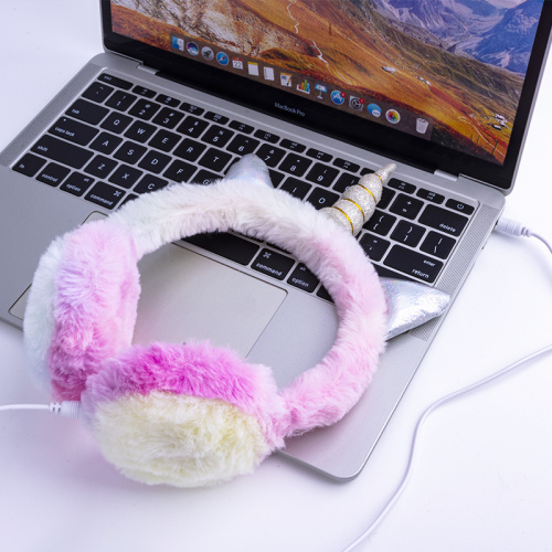 Trendy lindo unicornio niños encantadores auriculares de invierno de pelaje de lujoso