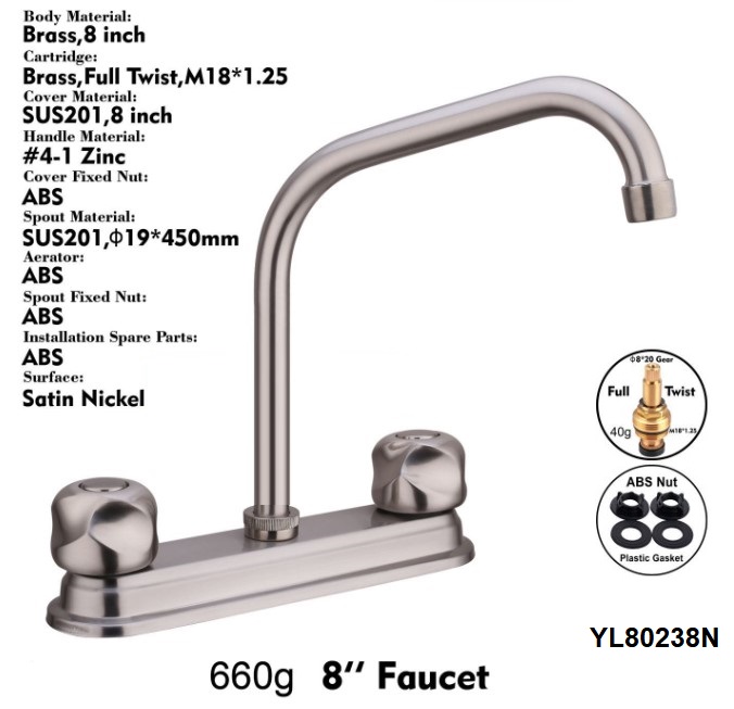 CE,IOS 9001 OEM/ODM Modern Chrome plated sink faucet, Kitchen 8inch Sink mixer