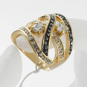 Wholesale Retail fashion ring jewelry Gold Color rhinestone and cubic zirconium metal rings wedding