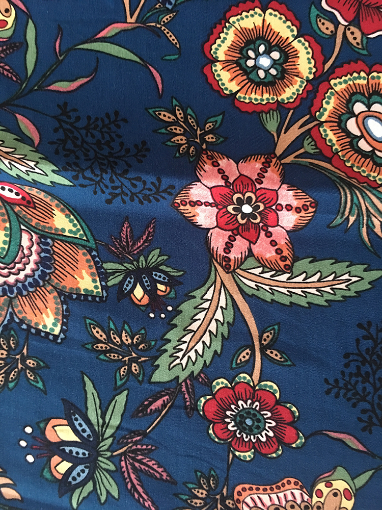 Ethnic Flower Rayon Poplin 45S Light Printing Fabric