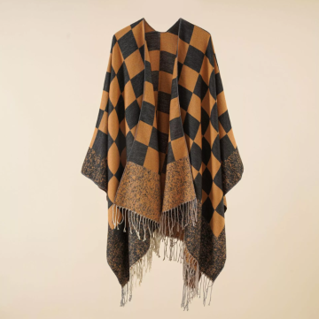 New fashion cape tassel tricot knitted shawl poncho