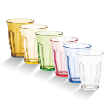 Amber Pink Blue Reusable Plastic Drinking Glasses 540ml
