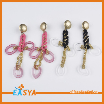 Cheap Long Gold Chain Drop Earring With Acrylic Circle