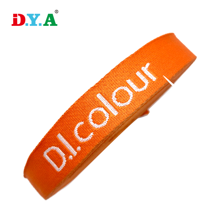 Wholesale Durable custom jacquard polyester webbing strap 2cm orange jacquard webbing tape