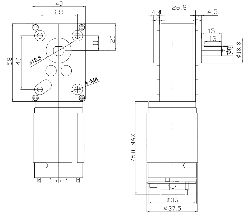 worm gear motor dc