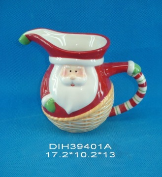 Hand-Painted Ceramic Santa Pitcher