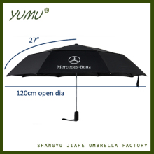 27" Automatic Car Umbrella, 3 Folding Golf Umbrella Vented