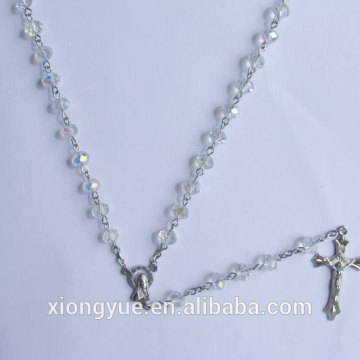 Wholesale Prayer Crystal Catholic Rosary ,Glass Roundelle Beads Necklace