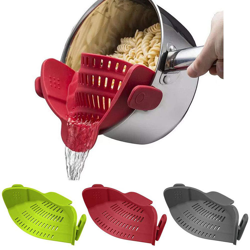 Kitchen Silicone Pot Strainer - Adjustable Snap Strainer Clip On Silicone Colander, Fits all Pots and Bowls Food Colander