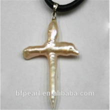 Wholesale 30*40mm Cross Shaped Freshwater Pearl Pendent