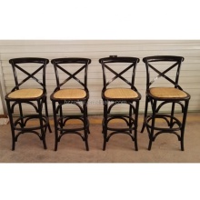 Retro Rattan Black High Bar Stools