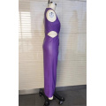 Ladies Sleeveless Sexy Slim Split Purple PU Dress