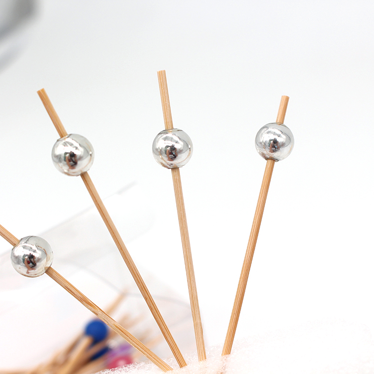 2020 handmade mini gold ball disposable bamboo cocktail picks