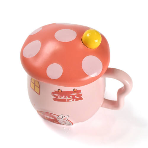 Keramik 3D Red Mushroom kaffemugg med lock