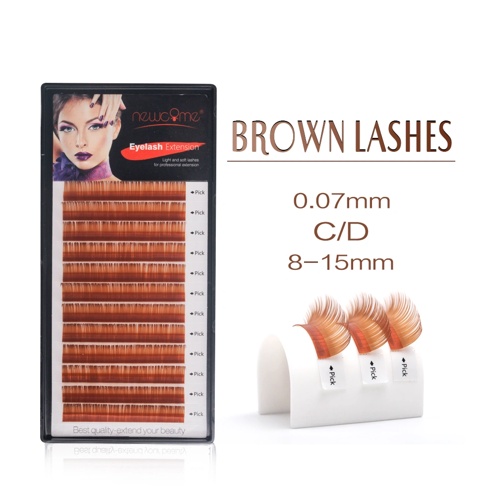 High Quality Long Brown Eyelash Wholesale Extensions Items Natural Mink Silk C/D Curl Lashes