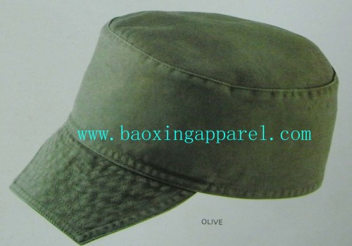 garment washed close-fitting army cap in cotton twill