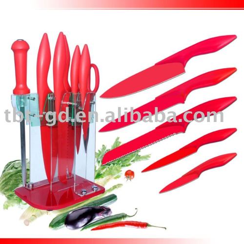 Stainless steel coated with teflon kitchen knife set