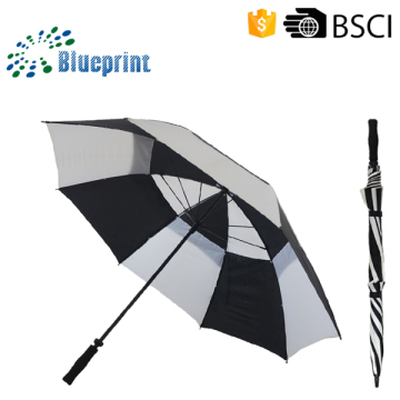 Custom logo white and black vented layer golf umbrella