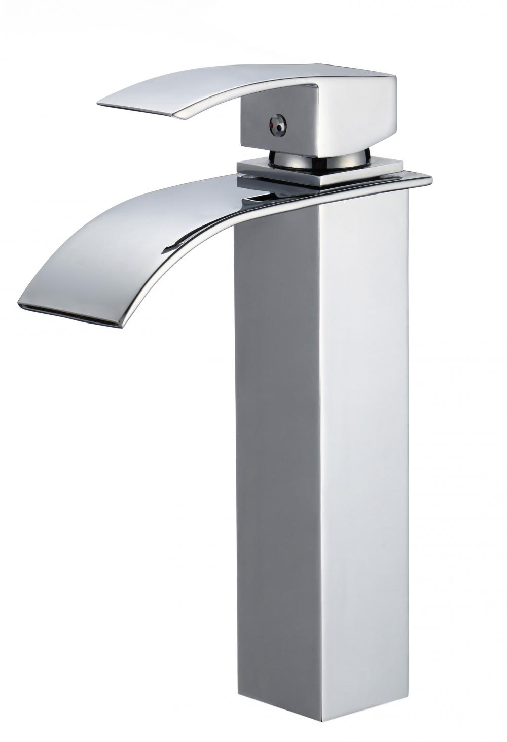 Square Brass Single Handle Waterfall High Basin Faucet