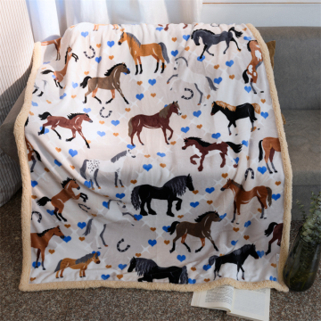 Printed Flannel Sherpa Fleece Blanket