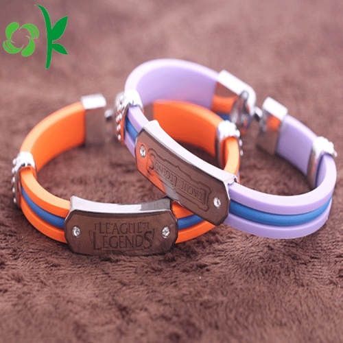 Unique Top-grade Layer Silicone Wristbands Alloy Steel