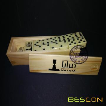 Double six domino game with custom logo printing and high quality wooden box packing