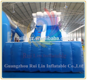 Rui Lin inflatable dolphin slide,inflatable dry slide with wave ladder