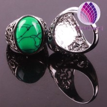Hot sale unique fashion natural turquoise tibetan silver ring