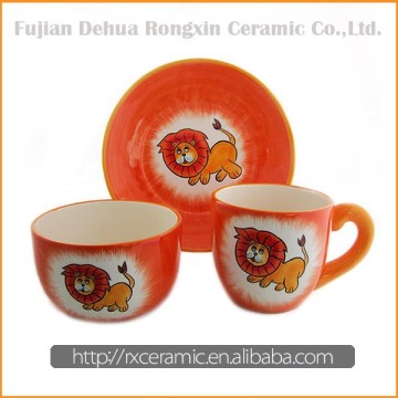 Cartoon lion design hand-painted top choice ceramic dinnerware set