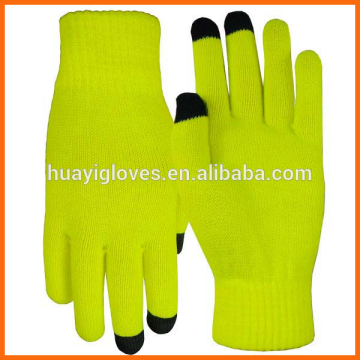 Fluorescent Yellow Capacitive Touch Screen Gloves