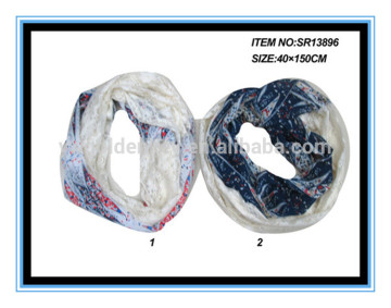 2016 fashion blue lace infity scarf wholesale price lace trim scarf