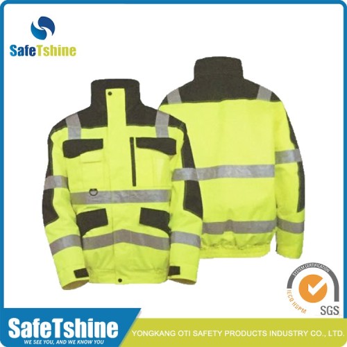 High visibility work reflective safety jacket