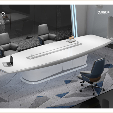 Glossy white oval luxury conference table