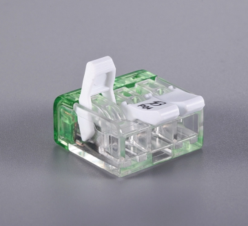 Push wire connector in plastic housing