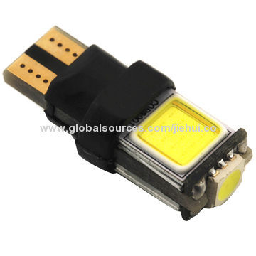 CANVs T10 W5W Automotive LED Bulb with COB Chips, 12V DC Voltage, White