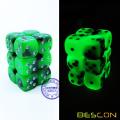 Bescon Two Tone Glowing Dice D6 16mm 12pcs Set SPOOKY ROCKS, 16mm Six Sided Die (12) Block of Glowing Dice