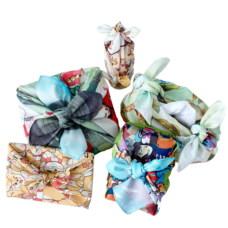 Custom Design Japanese Furoshiki Wrapping Cloth Gift Bag Wrapping