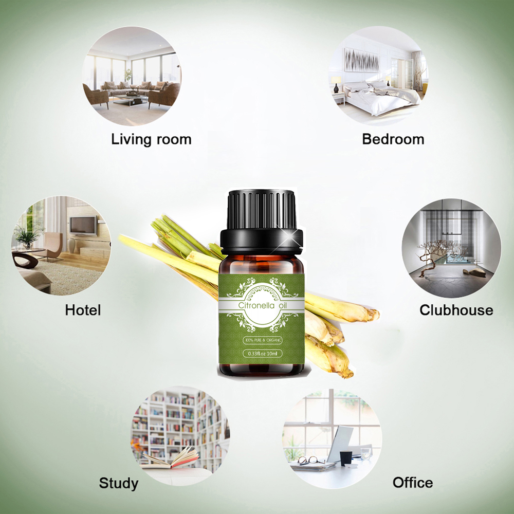 ราคาจำนวนมาก 100%น้ำมันหอมระเหย Citronella ธรรมชาติบริสุทธิ์ 10 มล.