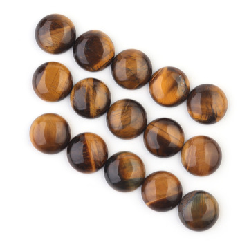 Natural Tiger Eye Stone Flat Bottom Round Cutting