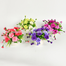 Table orrnament mini artificial carnation flowers in ceramic pot