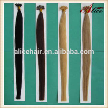 Cheap remy italian kertian nail tip hair extensions straight