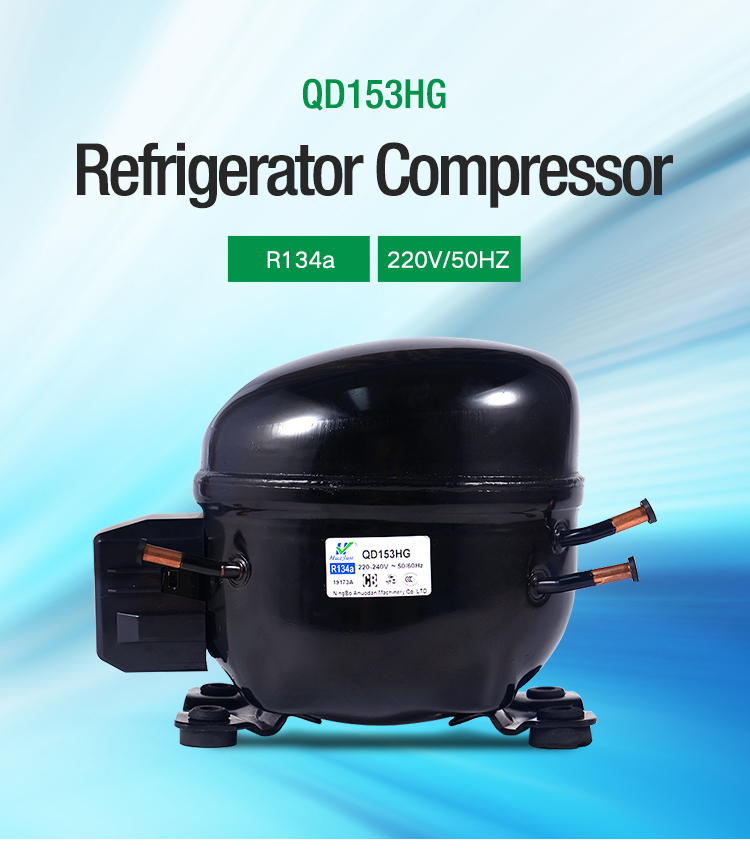 HUAJUN QD153HG Quality Guarantee RSIR Motor Type R134a Freezer Energy Efficient Refrigeration Compressor With Discount Price