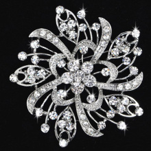Large Crystal Rhinestone Luxury Wedding Brooch silver plated high quality