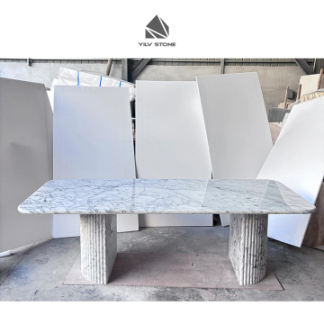 Elegant Bianca Carrara White Marble Dining Room Table for Apartment Villa