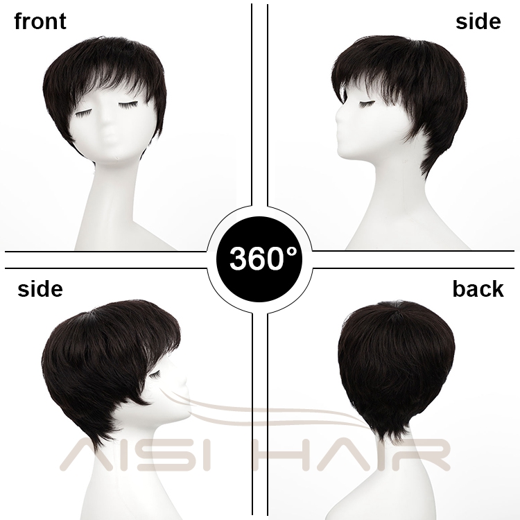 Aisi Hair Machine Made  Bob Style Brazilian For Black Women Pixie Cut Cheap Cosplay Human Hair Short Wigs