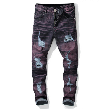 Jeans en denim tie-dye pour hommes uniques de haute qualité