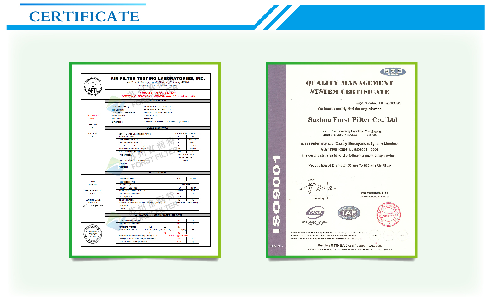 FORST Paper Synthetic Air Intake/Gas Turbine Filter