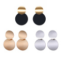3 Colors Round Curved Dangle Earrings with Matte Paint Discs for Women Jewelry Gift