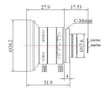4mm Machine Vision Lens 1/1.8'' CS C Mount 5MP